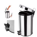 Lixeira Inox Redonda 5 Litros Casa Banheiro Pedal Vintage 5l Cesto Removivel Aco Prateado Luxo