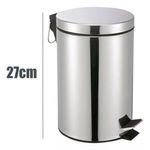 Lixeira Inox Redonda 5 Litros Casa Banheiro Pedal Vintage 5l Cesto Removivel Aco Prateado Luxo