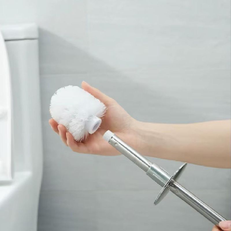 Escova Sanitaria Branca Inox Vassoura Banheiro Suporte Vassourinha Privada Limpar Vaso