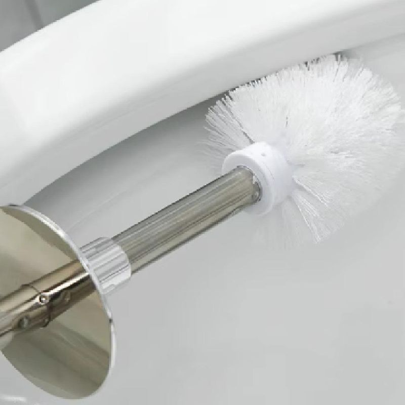 Escova Sanitaria Branca Inox Vassoura Banheiro Suporte Vassourinha Privada Limpar Vaso