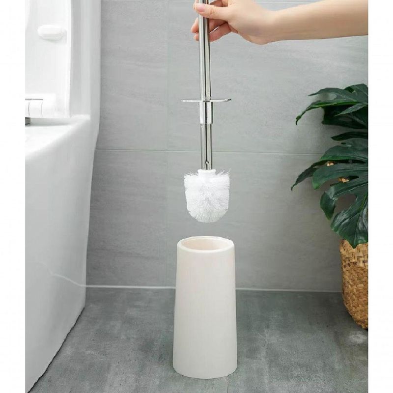 Escova Sanitaria Branca Inox Vassoura Banheiro Suporte Vassourinha Privada Limpar Vaso