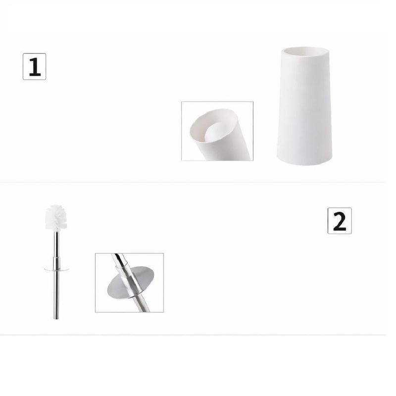 Escova Sanitaria Branca Inox Vassoura Banheiro Suporte Vassourinha Privada Limpar Vaso
