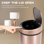 Lixeira Automatica Rose Gold Grande 12 Litros Sensor Inteligente Cozinha Banheiro Inox Cesto Lixo