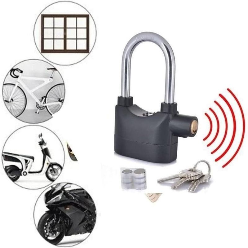 Cadeado Com Alarme 2 Em 1 Sensor Movimento Anti Roubo Sirene 110db