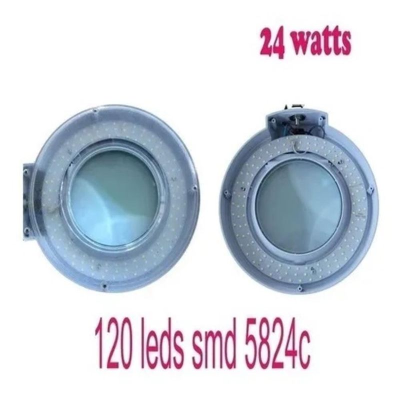 Lupa Estetica Luminaria Articulada Aluminio Rodinhas Tripe 120 Leds Aumento 10x Branca Bivolt