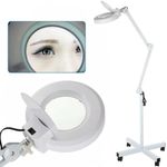 Lupa Estetica Luminaria Articulada Aluminio Rodinhas Tripe 120 Leds Aumento 10x Branca Bivolt
