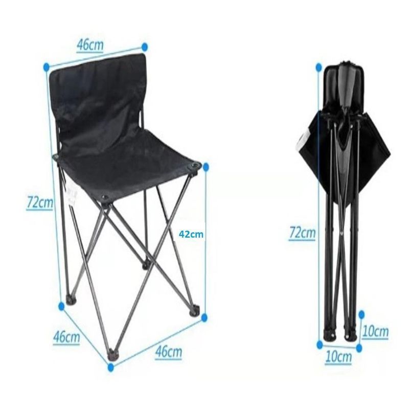 Cadeira Praia Camping 70cm Dobravel Preta Bolsa Transporte