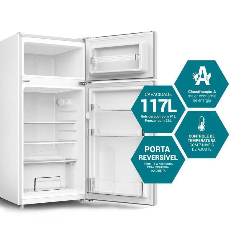 Frigobar Duplex 117L Philco Iluminação Em Led PFG12A 220V