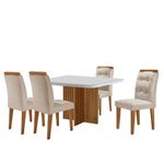 Mesa De Jantar Olímpia 90cm Mdf Vidro 4 Cadeiras Carol Veludo Creme/off White/imbuia