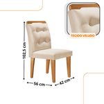 Mesa De Jantar Olímpia 90cm Mdf Vidro 4 Cadeiras Carol Veludo Creme/off White/imbuia