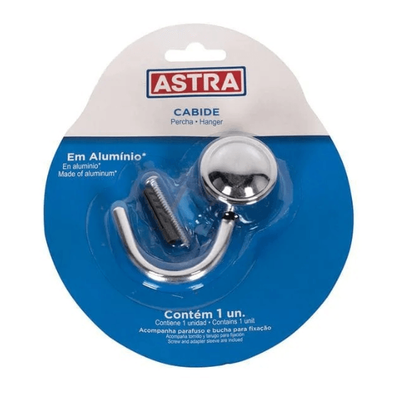 Cabide de Parede Astra KBM/CBD em Alumínio Cromado com Parafuso