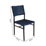 Kit 4 Cadeiras França Corda Náutica Base Em Alumínio Preto-azul Marinho