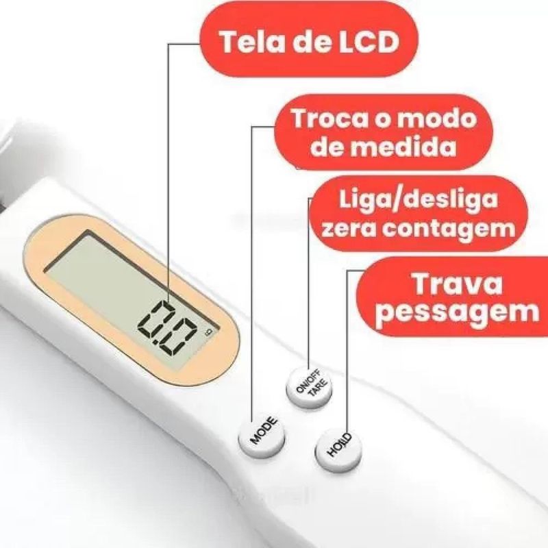 Colher Balanca Precisao Ate 500gr Digital Medidor Cozinha
