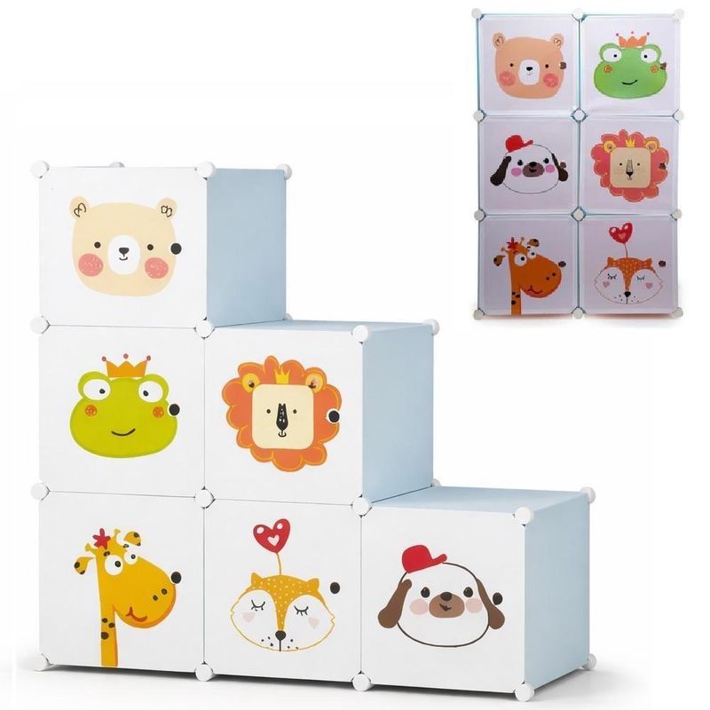Guarda-roupa Infantil Modular 6 Portas Organizador Animais