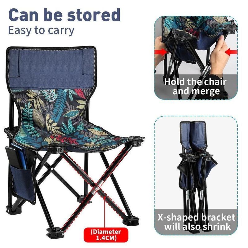 Cadeira Pesca Dobrável Camping Praia Com Bolso Lateral