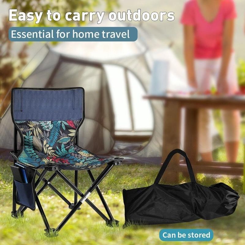 Cadeira Pesca Dobrável Camping Praia Com Bolso Lateral