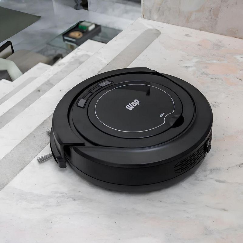 Aspirador Robô Aspira, Passa Pano, Varre WAP W90 Preto Autonomia De Até 1h40 3 Modos De Limpeza Filtro Lavável Bivolt