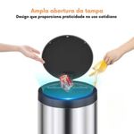 Lixeira Automática Redonda Em Aço Inox 50 Litros Com Sensor