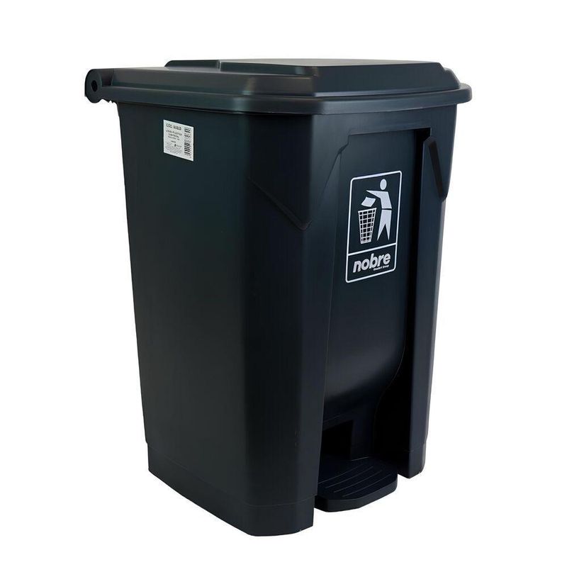 Lixeira Plástica Com Pedal 50l Cinza áreas Externas Grande - Nobre
