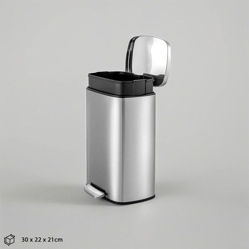 Lixeira De Pedal 5l Em Inox Com Balde Interno Removível