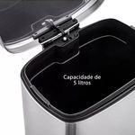 Lixeira De Pedal 5l Em Inox Com Balde Interno Removível
