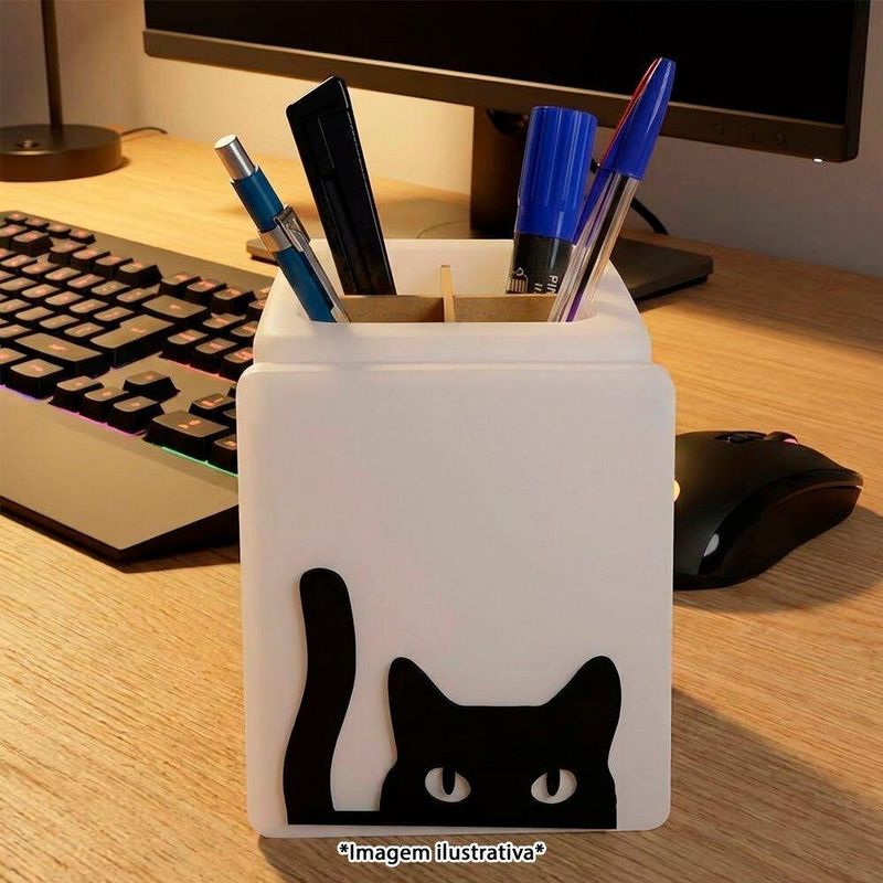 Organizador De Mesa Iluminado Cat Cute