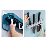 Suporte De Cozinha Porta Talheres Facas Faqueiro 6 Ganchos - Azul