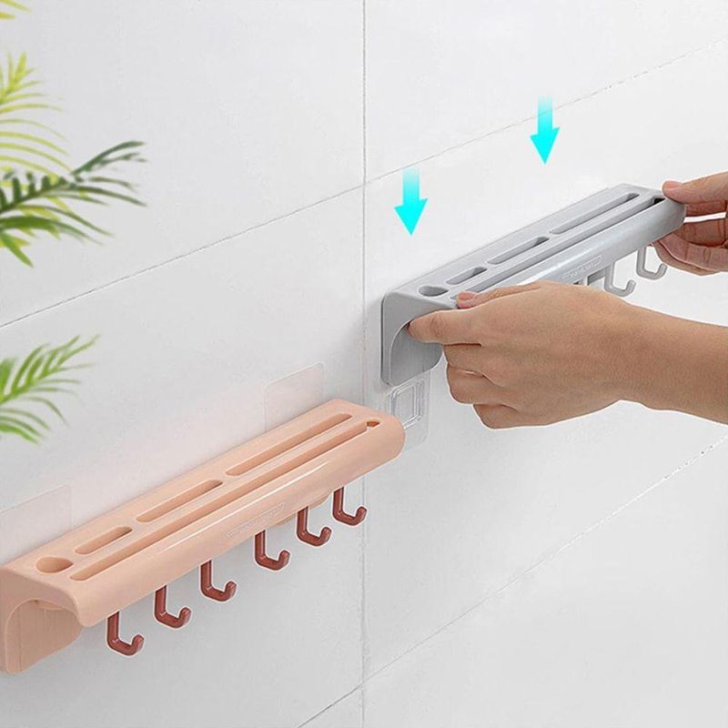 Suporte De Cozinha Porta Talheres Facas Faqueiro 6 Ganchos - Azul