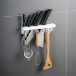 Suporte De Cozinha Porta Talheres Facas Faqueiro 6 Ganchos - Azul