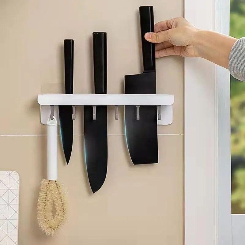 Suporte De Cozinha Porta Talheres Facas Faqueiro 6 Ganchos - Azul