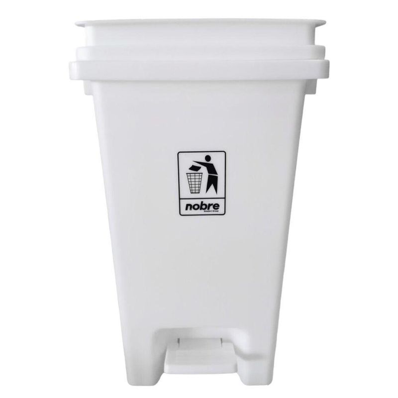 Lixeira Plástica Com Pedal 15l Branca Banheiros Cozinhas - Nobre