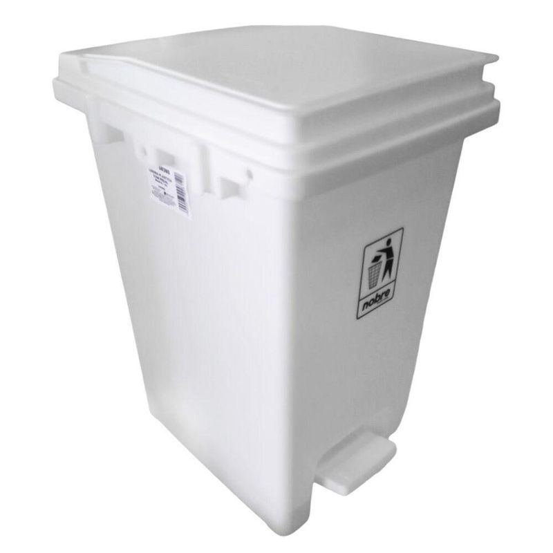 Lixeira Plástica Com Pedal 15l Branca Banheiros Cozinhas - Nobre