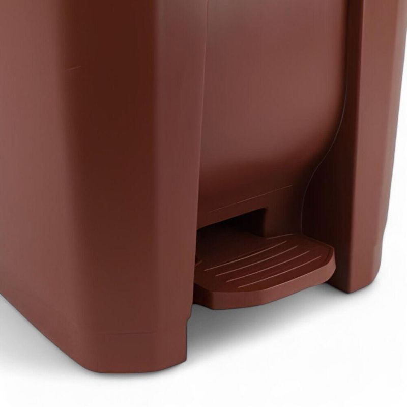 Lixeira Plástica Com Pedal 50l Marrom Grande áreas Externas - Nobre