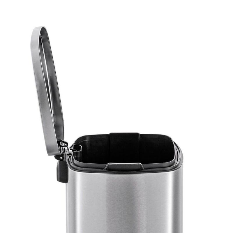 Lixeira Inox Retangular Com Pedal 12l Acabamento Escovado - Mood