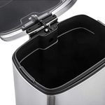 Lixeira Inox Retangular Com Pedal 12l Acabamento Escovado - Mood