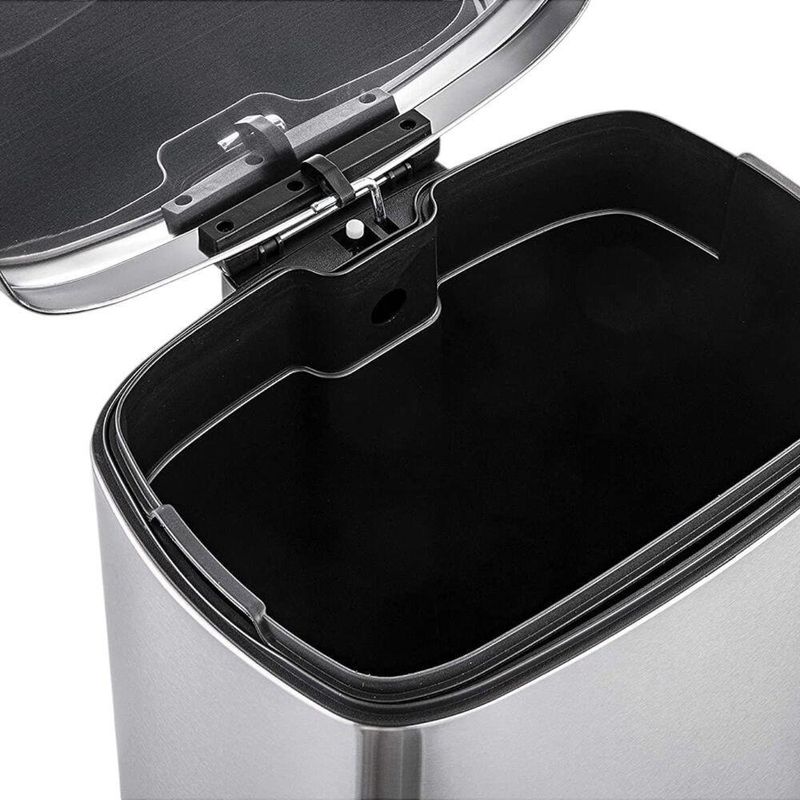 Lixeira Inox Retangular Com Pedal 12l Acabamento Escovado - Mood