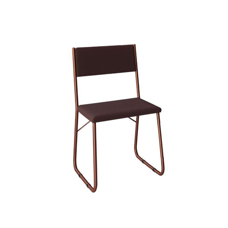 Cadeira de Jantar Angra Estofada Marrom Base Cobre Altura 85CM Largura 46CM