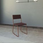 Cadeira de Jantar Angra Estofada Marrom Base Cobre Altura 85CM Largura 46CM