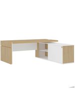 Mesa Escritório Em L Caixa Com Tomada Atria Executiva 200x183cm A02 Carvalho Branco