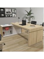 Mesa Escritório Em L Caixa Com Tomada Atria Executiva 200x183cm A02 Carvalho Branco