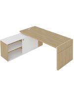 Mesa Escritório Em L Caixa Com Tomada Atria Executiva 200x183cm A02 Carvalho Branco