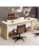 Mesa Escritório Em L Caixa Com Tomada Atria Executiva 200x183cm A02 Carvalho Branco