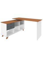Mesa Para Escritório Home Office Escrivaninha Gold A02 Freijó Grafito Branco - Lyam Decor