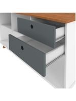 Mesa Para Escritório Home Office Escrivaninha Gold A02 Freijó Grafito Branco - Lyam Decor