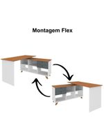 Mesa Para Escritório Home Office Escrivaninha Gold A02 Freijó Grafito Branco - Lyam Decor