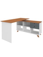 Mesa Para Escritório Home Office Escrivaninha Gold A02 Freijó Grafito Branco - Lyam Decor