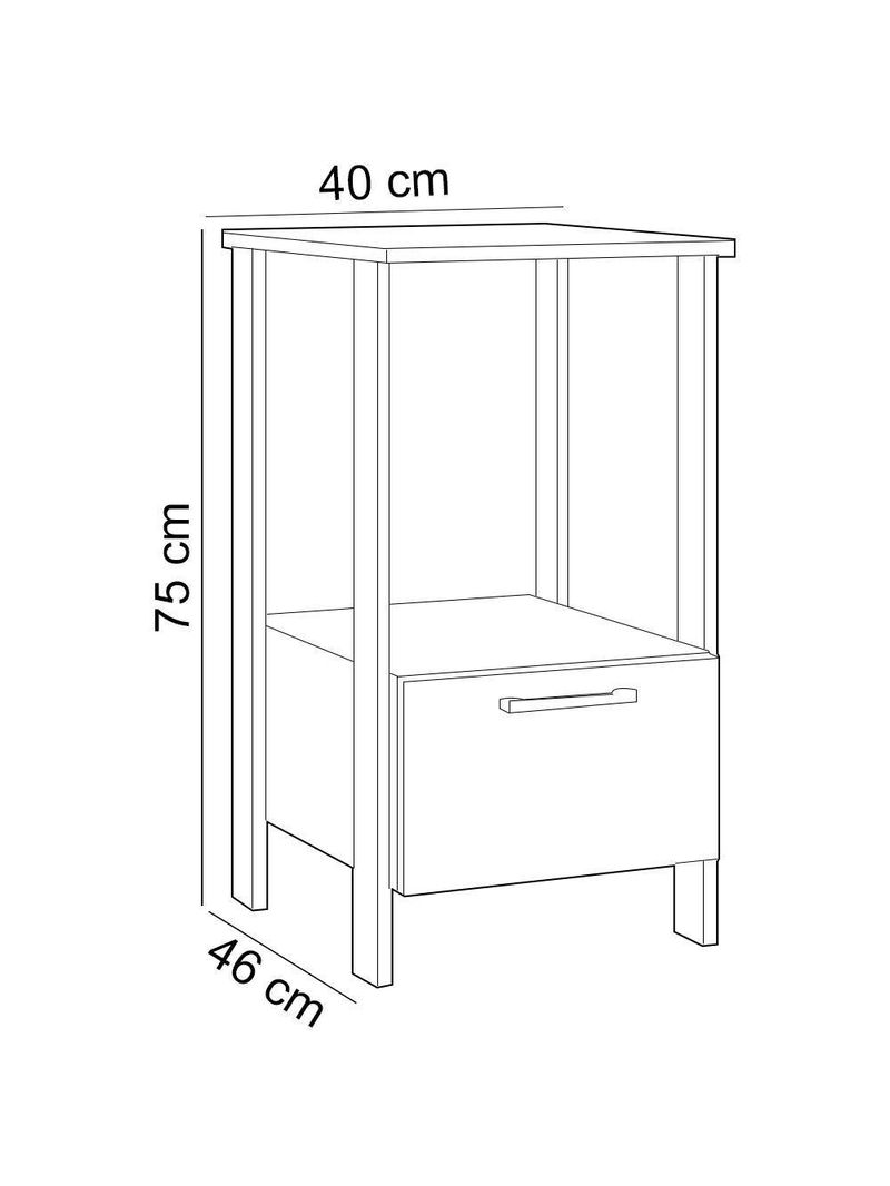 Mesa Auxiliar Para Escritório 01 Gaveta Industrial Batel D03 Freijó Preto Fosco - Lyam Decor