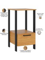 Mesa Auxiliar Para Escritório 01 Gaveta Industrial Batel D03 Freijó Preto Fosco - Lyam Decor
