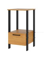 Mesa Auxiliar Para Escritório 01 Gaveta Industrial Batel D03 Freijó Preto Fosco - Lyam Decor