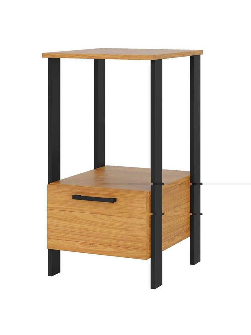 Mesa Auxiliar Para Escritório 01 Gaveta Industrial Batel D03 Freijó Preto Fosco - Lyam Decor